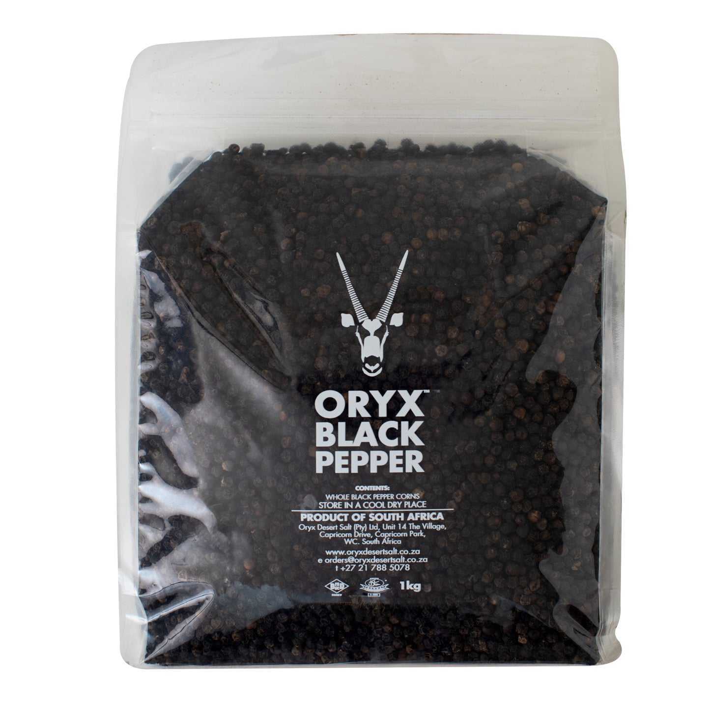 S510 - Oryx Whole Black Pepper Doypak - grinder refill - 1kg