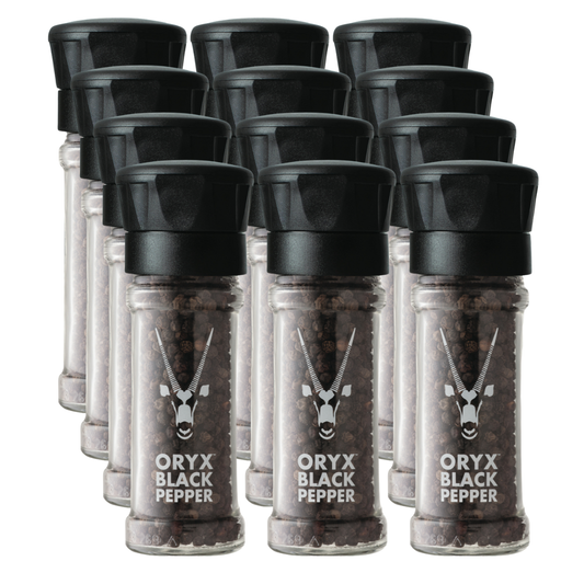 S020 - Oryx Black Pepper Grinder - RETAIL - 50g - TAMPER SEAL / BARCODE (12 Pack)